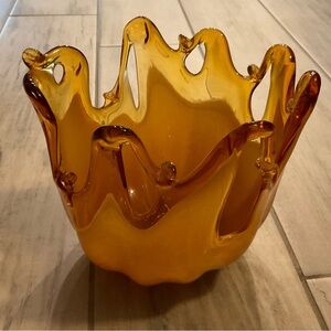 Murano Amber Glass Decorative Bowl